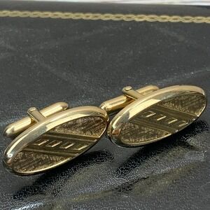 Vintage Swank Gold‎ Tone Textured Oval Cufflinks Mens Jewelry Accessory
